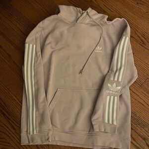 Adidas Light Pink Hoodie with White Stripes